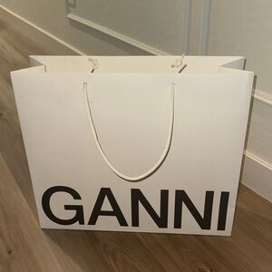 Ganni Cream Tote Bag with Black Logo